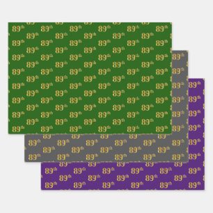 Feuille De Papier Cadeau Fancy Green, Grey, Purple, Faux Gold 89th Event #