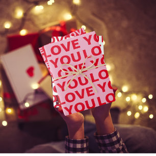 Feuille De Papier Cadeau Fancy Red & Pink Love you Valentines