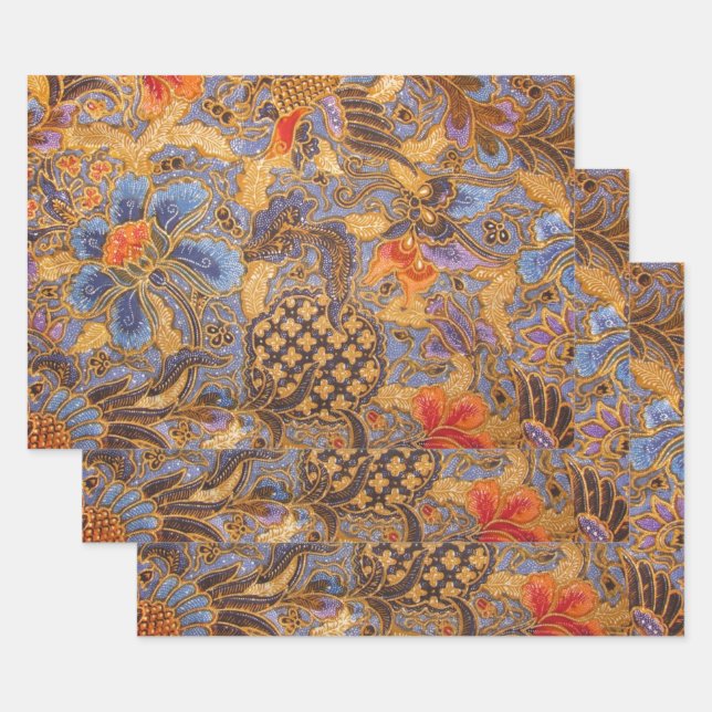 Feuille De Papier Cadeau Fantasia Batik (Lot)