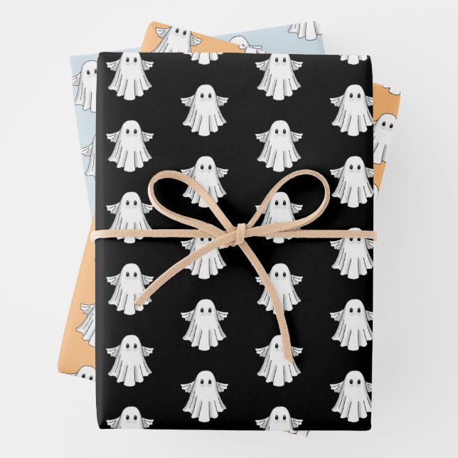 Feuille De Papier Cadeau Fantôme d'Halloween effrayant (En situation)