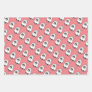Feuille De Papier Cadeau fantôme d'Halloween éffrayant en 3 couleurs