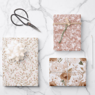 Feuille De Papier Cadeau Fard à joues scintillant rose crème floral Shower 