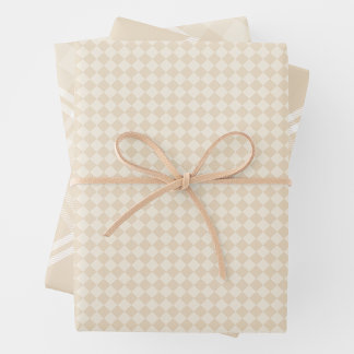 Feuille De Papier Cadeau Farmhouse Country Chic Cream Plaid & Diamonds
