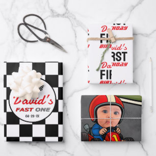 Feuille De Papier Cadeau Fast ONE Drapeaux de voiture de course noirs et
