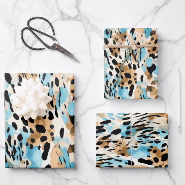 Feuille De Papier Cadeau Faune Safari Fourrures Prints Motif Jungle Exotiqu (Recto)