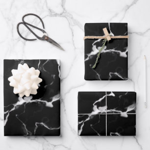 Feuille De Papier Cadeau Faux Black Marble Texture Look