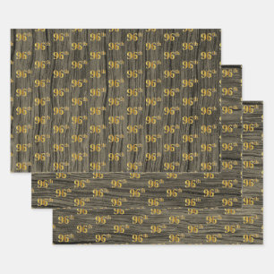Feuille De Papier Cadeau Faux Bois Rustique, Elégant Faux Gold "96e"