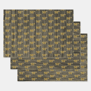 Feuille De Papier Cadeau Faux Bois Rustique, Elégant Faux Gold "98e"