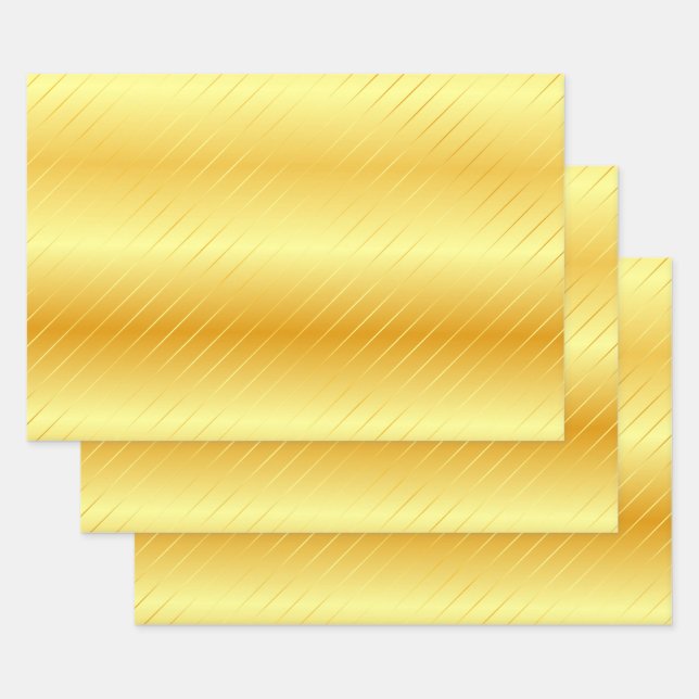 Feuille De Papier Cadeau Faux Gold Elegant Moderne Modèle glamour (Lot)