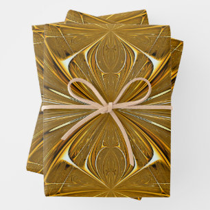 Feuille De Papier Cadeau Faux Gold Metal Design Motif