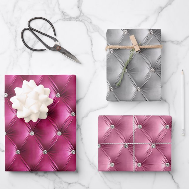 Feuille De Papier Cadeau Faux velours rose doux et doux (Recto)