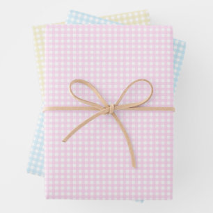Feuille De Papier Cadeau Faye et Lauren Pastel En vichy en 3 couleurs vives