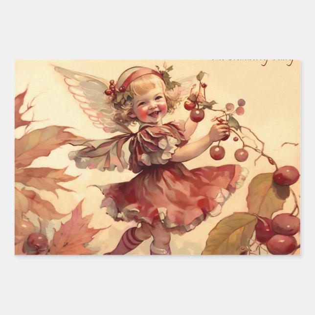 Feuille De Papier Cadeau "Fée de canneberge" victorienne (Devant)