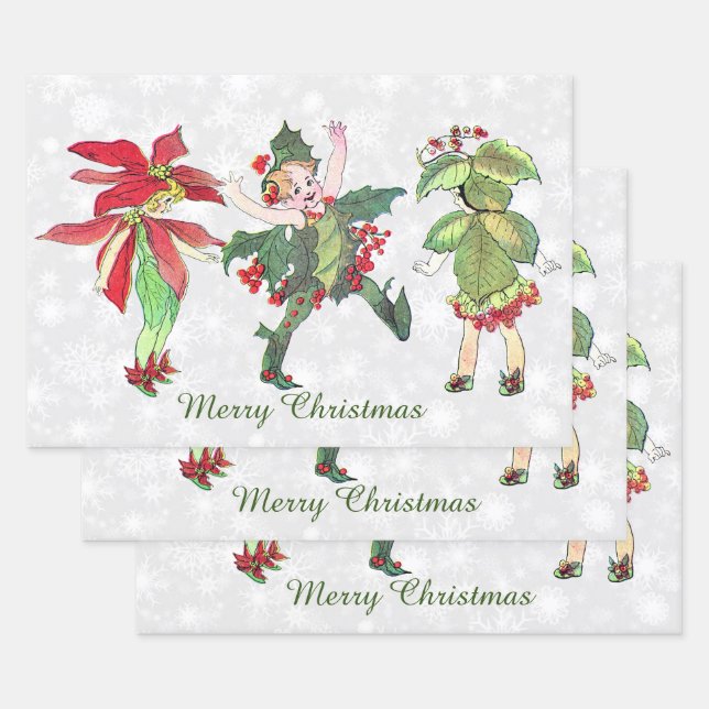Feuille De Papier Cadeau Fées de Noël (Lot)