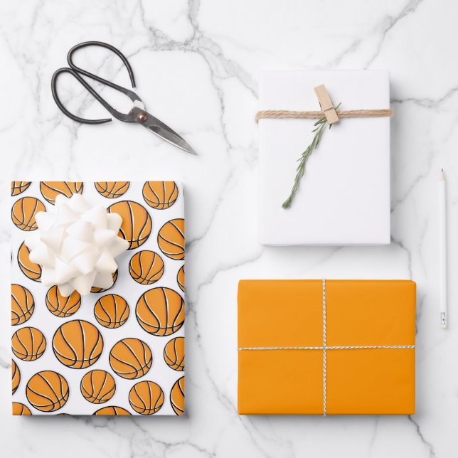 Feuille De Papier Cadeau Félicitations au basket-ball Envelopper les feuill (Recto)