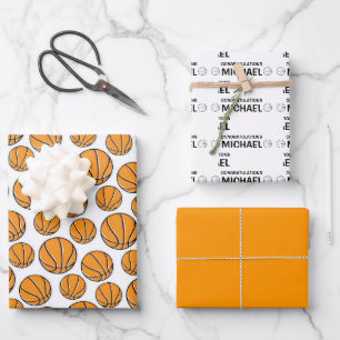 Feuille De Papier Cadeau Félicitations au basket-ball Envelopper les feuill