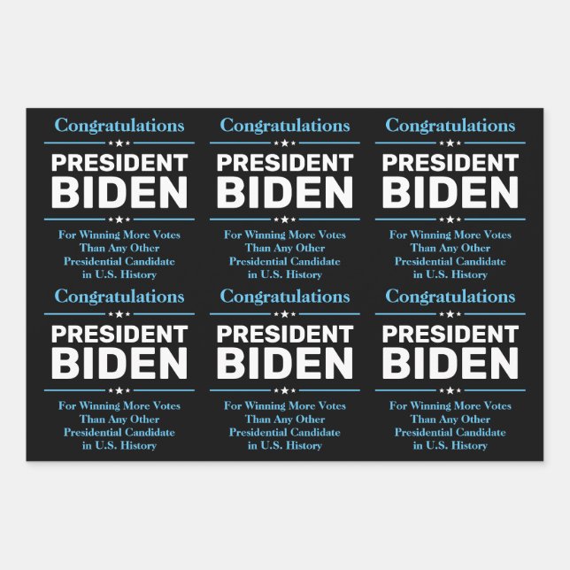 Feuille De Papier Cadeau Félicitations au président Biden candidat le plus  (Devant)