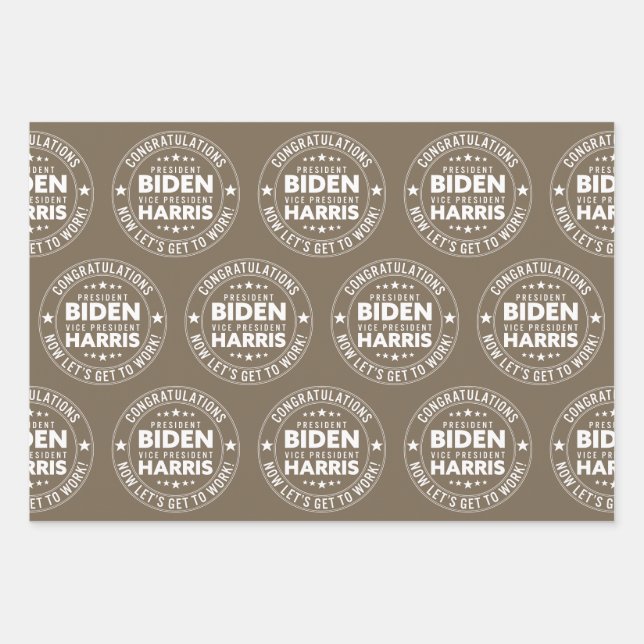 Feuille De Papier Cadeau Félicitations au président Biden, VP Harris ! Coul (Devant)