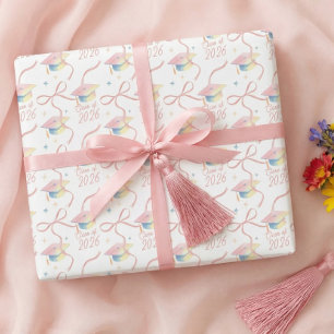 Feuille De Papier Cadeau Félicitations diplômé Aquarelle Casquette de diplô