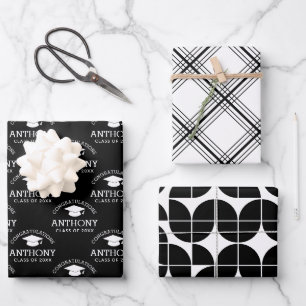 Feuille De Papier Cadeau Félicitations Diplômé Cap noir