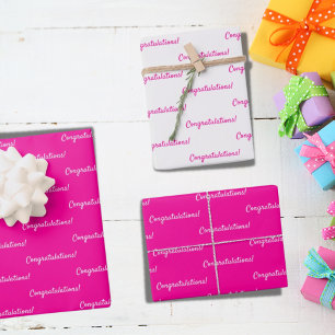 Feuille De Papier Cadeau Félicitations fille d'anniversaire rose chaud blan