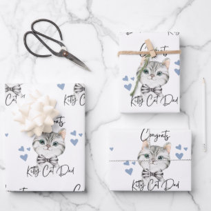 Feuille De Papier Cadeau Félicitations Kitty Chat Papa Envelopper les feuil