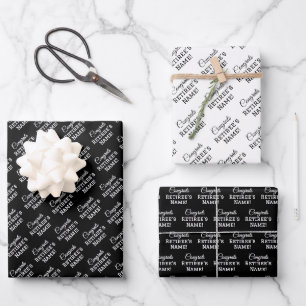 Feuille De Papier Cadeau Félicitations Personnalisées Retraite ! Blanc sur 