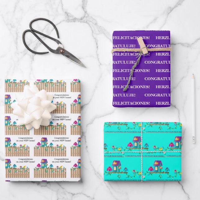 Feuille De Papier Cadeau Félicitations pour les nouveaux oiseaux domestique (Recto)