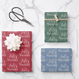 Feuille De Papier Cadeau Feliz Navidad Modern Noël Famille