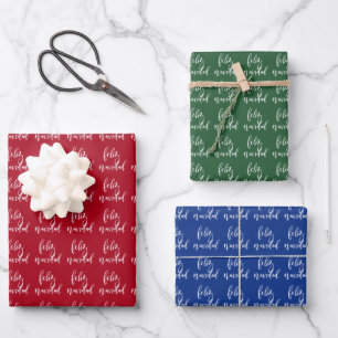 Feuille De Papier Cadeau Feliz Navidad Noël rouge et blanc