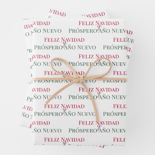 Feuille De Papier Cadeau Feliz Navidad y Prospero Año Nuevo (En situation)