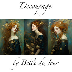 Feuille De Papier Cadeau Female portrait Art nouveau gold accents decoupage