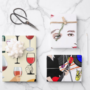 Feuille De Papier Cadeau Femmes Vins Et Musique Fête Boze Célébration Art
