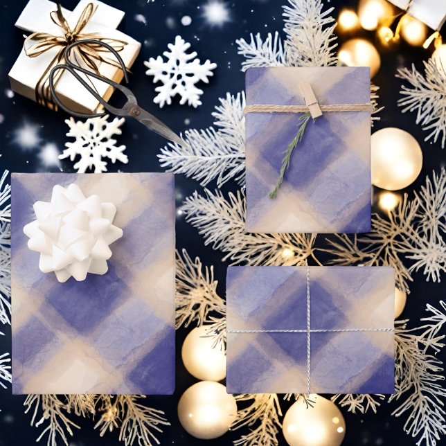 Feuille De Papier Cadeau Ferme bâtie en tartan bleu en vichy rustique (Créateur téléchargé)