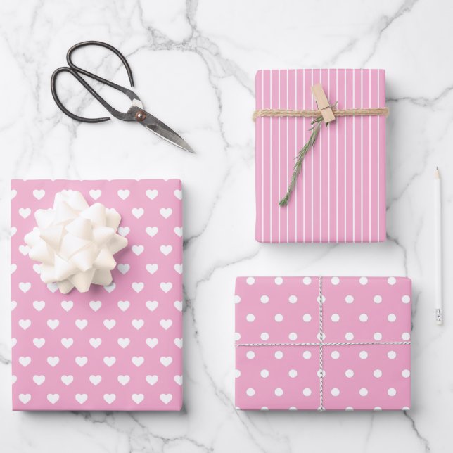Feuille De Papier Cadeau Ferme moderne rose (Recto)