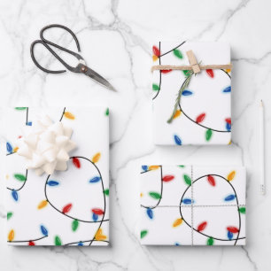 Feuille De Papier Cadeau Festif coloré lumières de Noël Motif