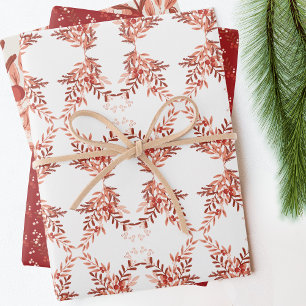 Feuille De Papier Cadeau Festif Feuilleté Floral Noël traditionnel Rouge