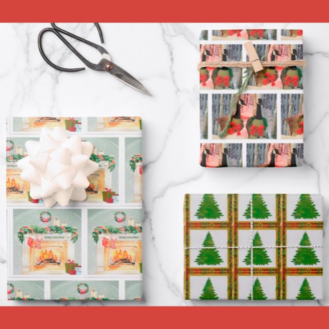 Feuille De Papier Cadeau Festif hivernal Festif Fête de la cheminée (Créateur téléchargé)