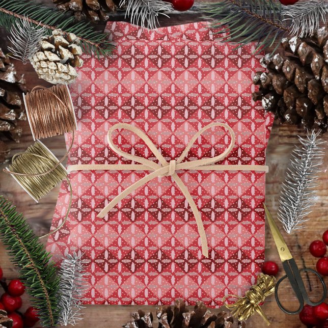 Feuille De Papier Cadeau Festif rouge monochrome géométrique et Terrazzo (Festive Red Monochrome Geometric and Terrazzo Wrapping Paper Sheets by Leapfroglisics shop)