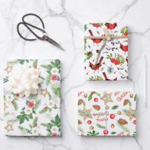 Feuille De Papier Cadeau Festif Vacances Botaniques