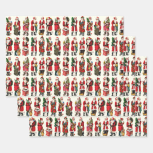 Feuille De Papier Cadeau Festif Vintage Victorien Noël Père Noël Cutouts