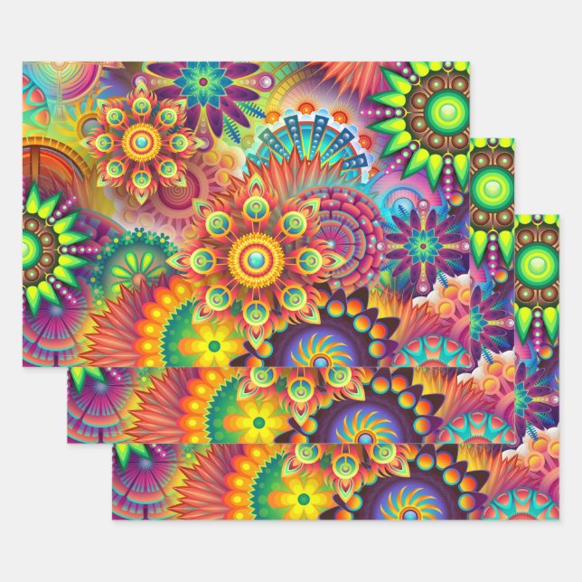 Feuille De Papier Cadeau Festival des fleurs (Lot)