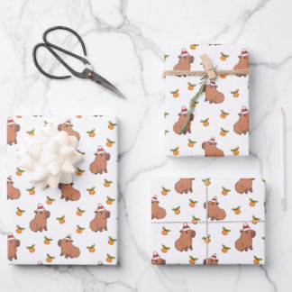 Feuille De Papier Cadeau Festive Capybara Noël