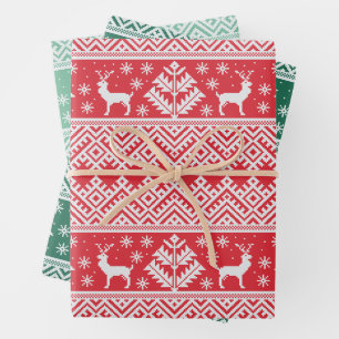Feuille De Papier Cadeau Festive Knitted Motif Noël