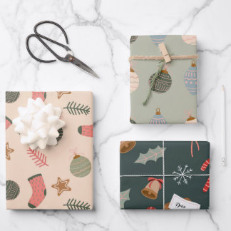 Feuille De Papier Cadeau Festive moderne Chaussettes de Noël Ensemble Motif