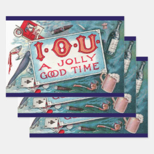 Feuille De Papier Cadeau Fête aux Vices Vintage, Jeux d'argent Boisson Fume