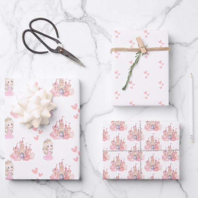 Feuille De Papier Cadeau Fête d'anniversaire de la princesse (Recto)