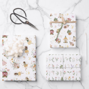 Feuille De Papier Cadeau Fête d'anniversaire de princesse fée florale magiq