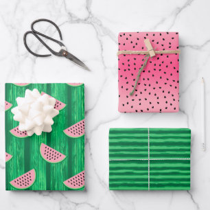 Feuille De Papier Cadeau Fête d'anniversaire d'été de Watermelon