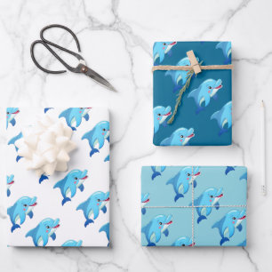 Feuille De Papier Cadeau Fête d'anniversaire pour enfants Animaux de mer Da